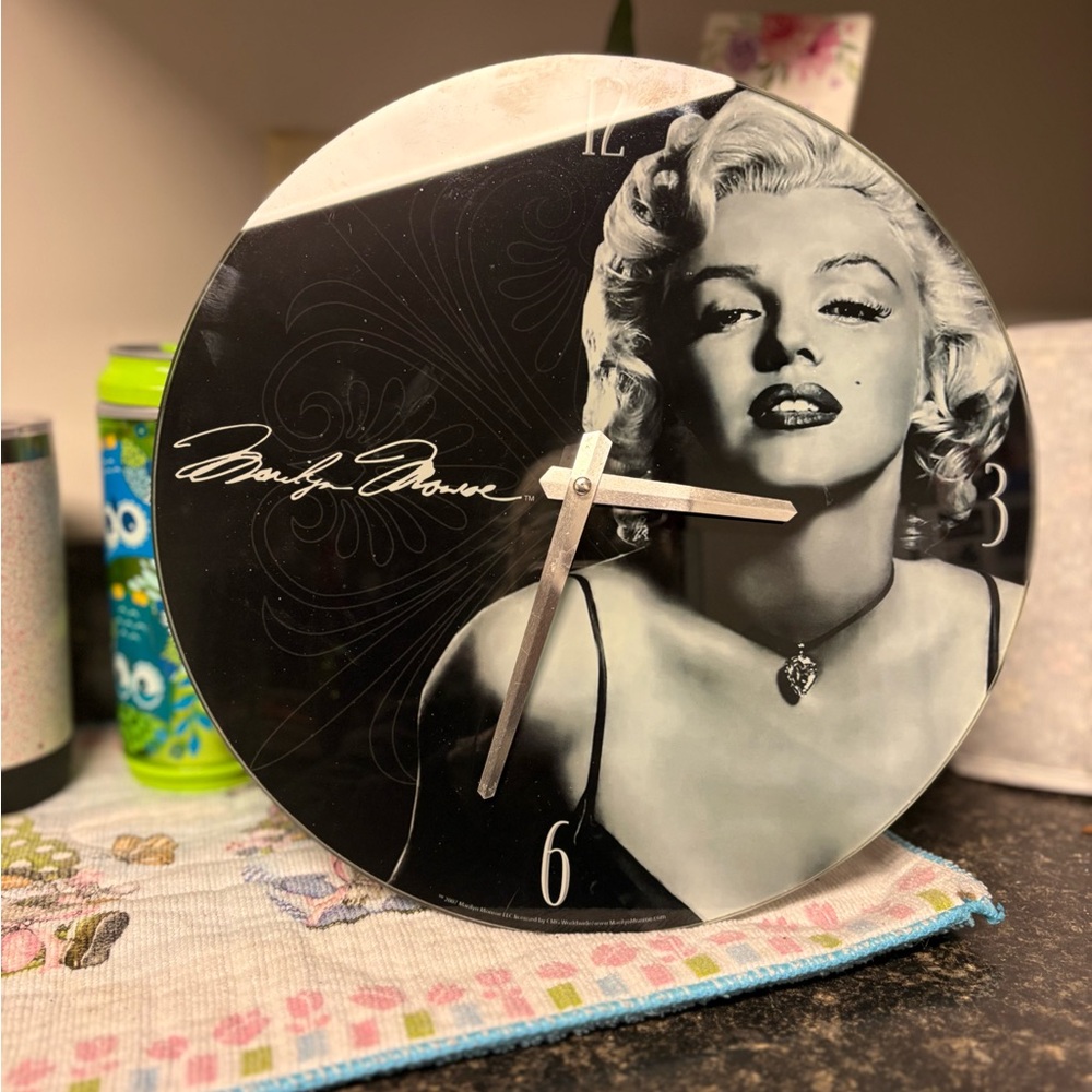 Bioworld Black and White Marilyn Monroe Portrait Wall Clock